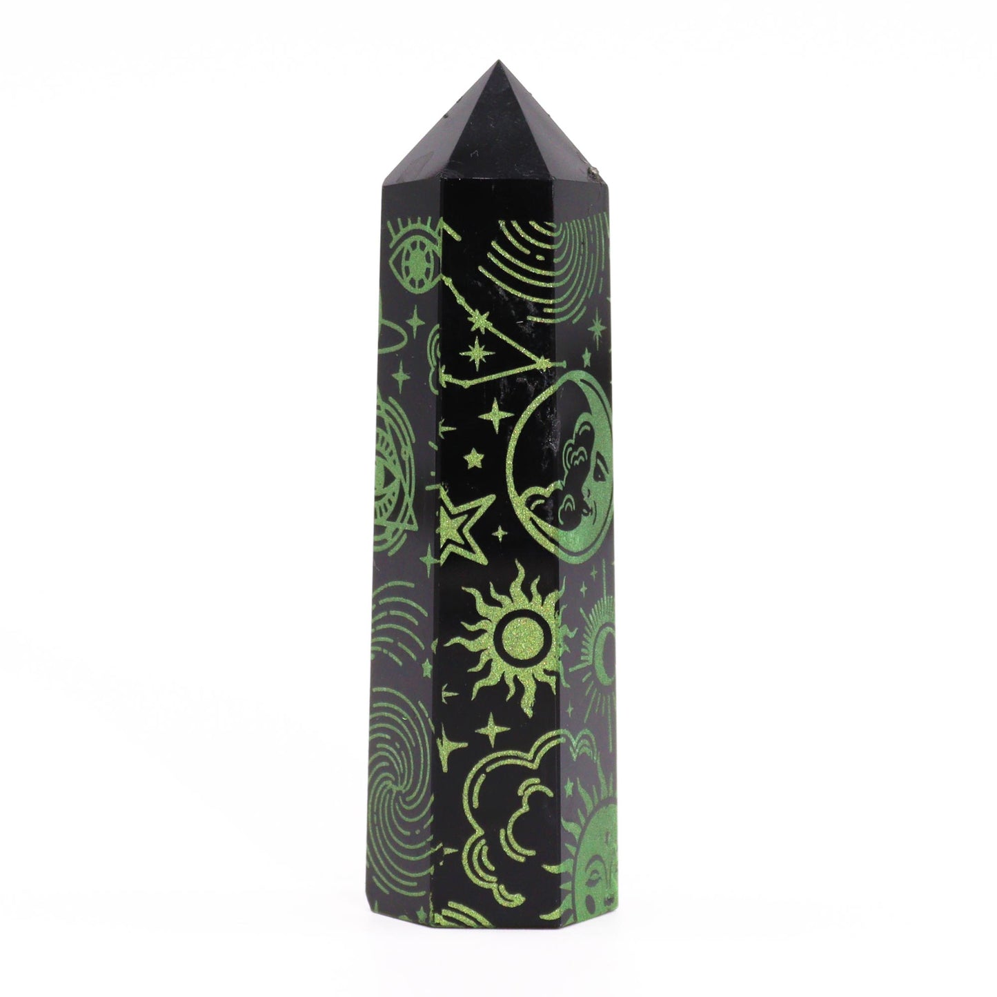 Black Obsidian Points (approx 60-70 gm 9cm) - Mystic Story - Forest Green