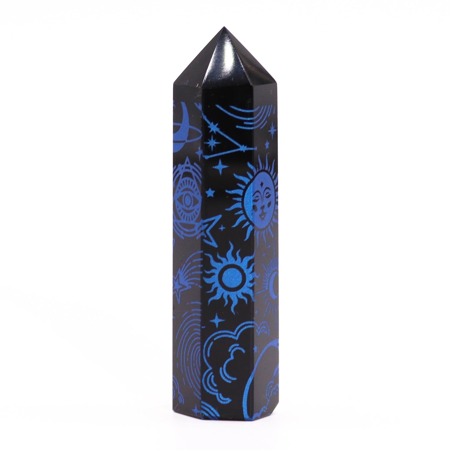 Black Obsidian Points (approx 60-70 gm 9cm) - Mystic Story - Midnight Blue