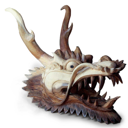 Live Size Dragon Head Carving  - 30cm