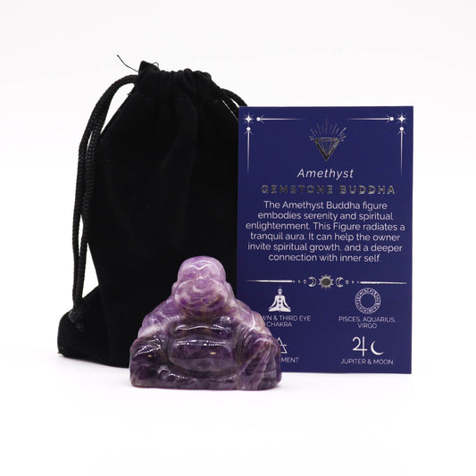 Gemstone Large Buddha - Amethyst 50x40x20mm