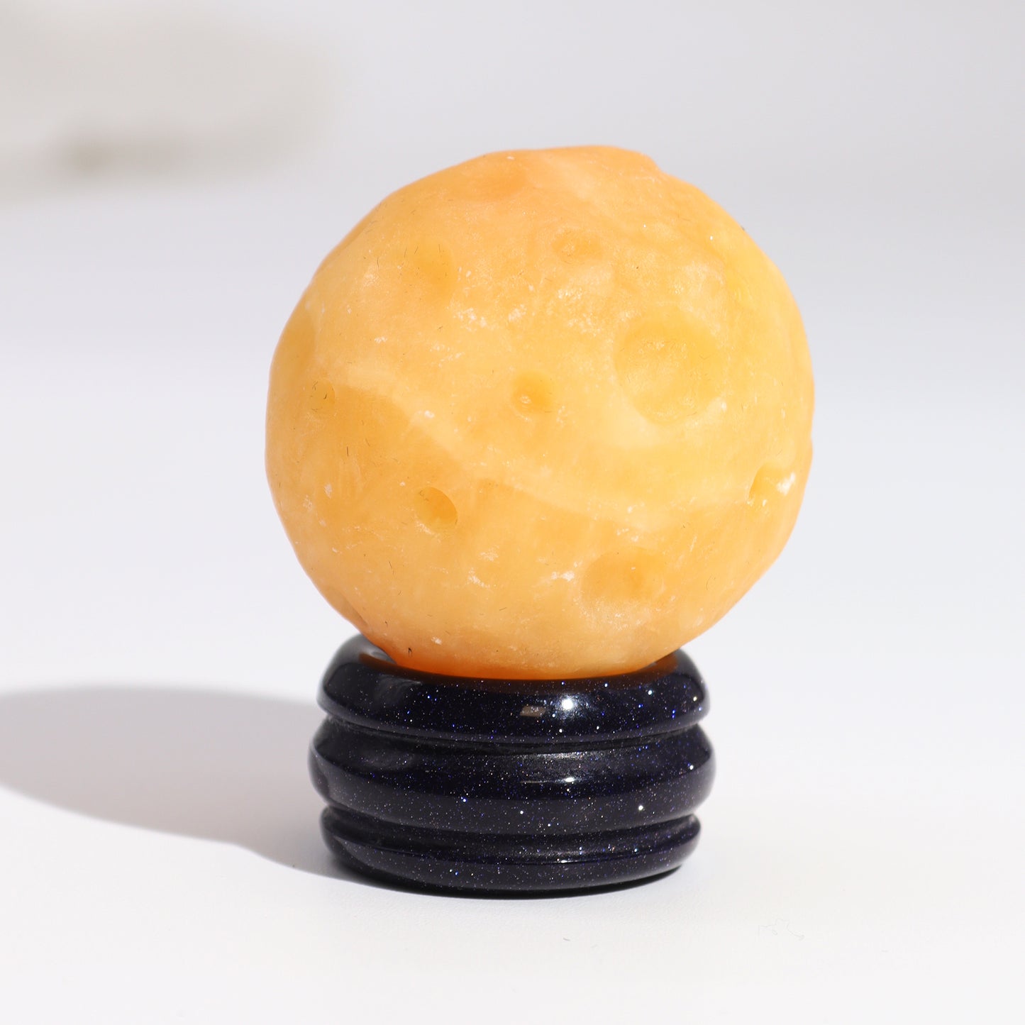 Yellow Jade Planet on a Sola Goldstone Stand - 40mm (30x15mm stand)