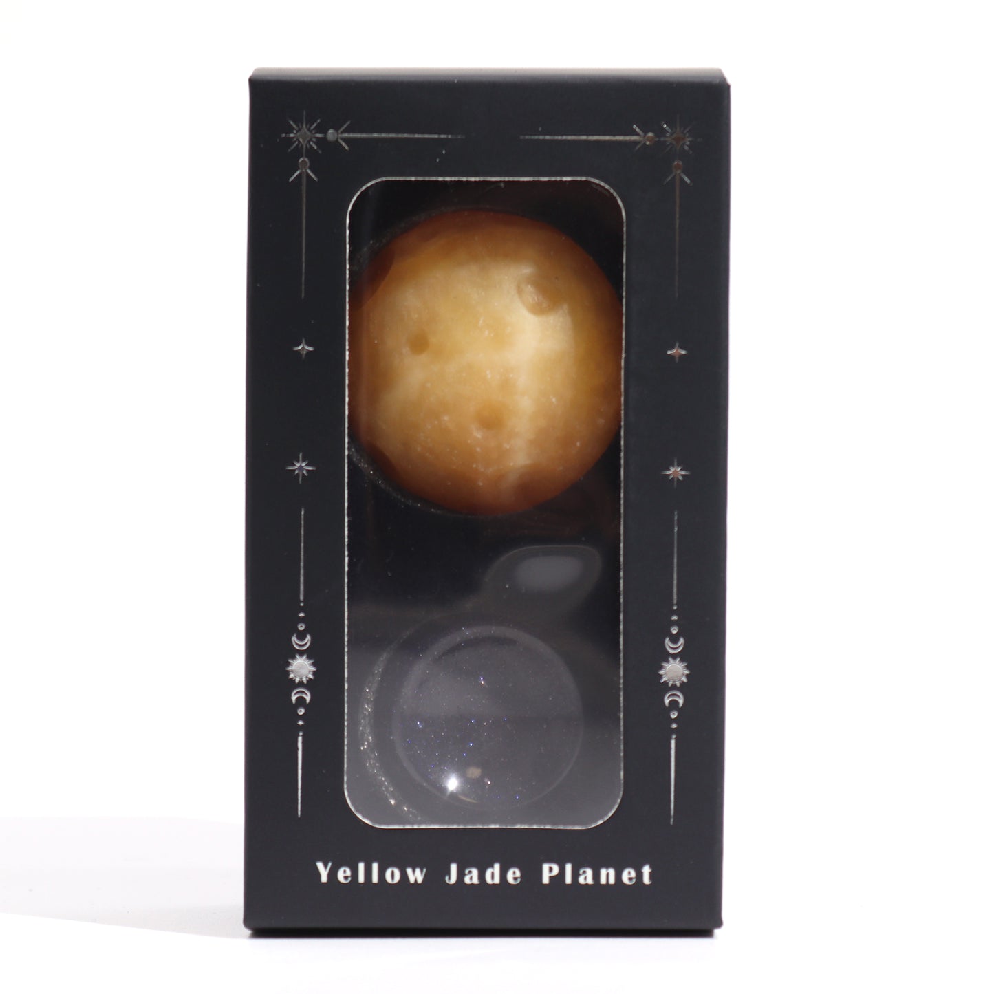 Yellow Jade Planet on a Sola Goldstone Stand - 40mm (30x15mm stand)