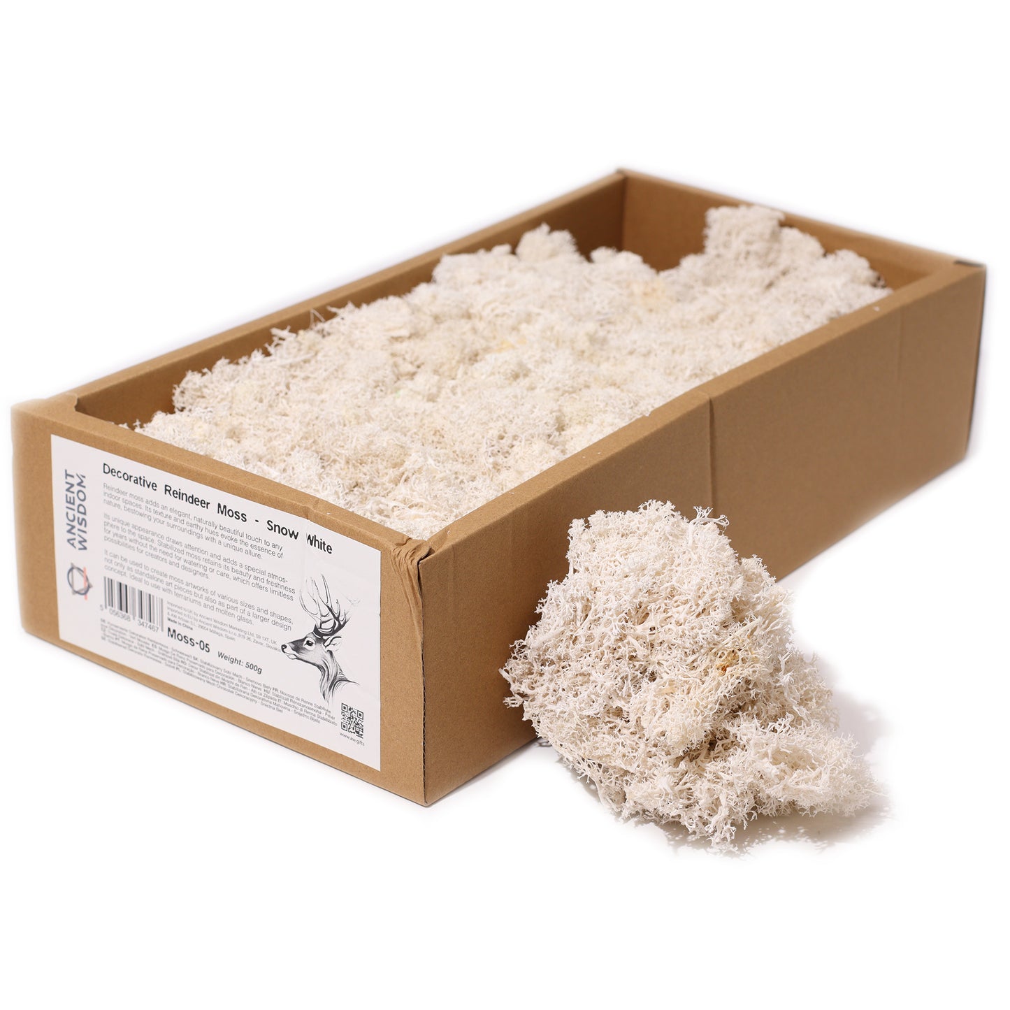 Quality Decoration Reindeer Moss - Snow White - 635g Box