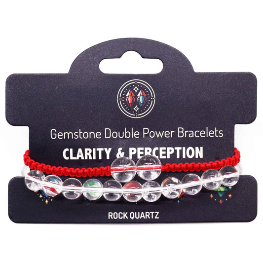 Gemstone Double Power Bracelets- Clear Quartz