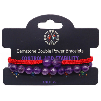 Gemstone Double Power Bracelets- Amythyst