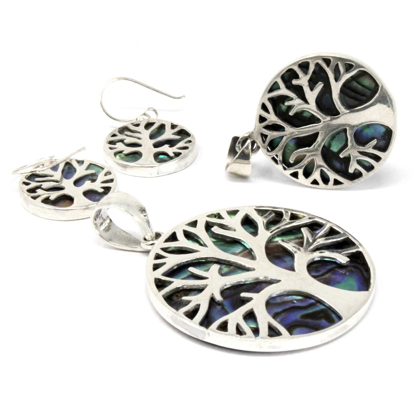 Tree of Life Silver Pendent 22mm - Abalone