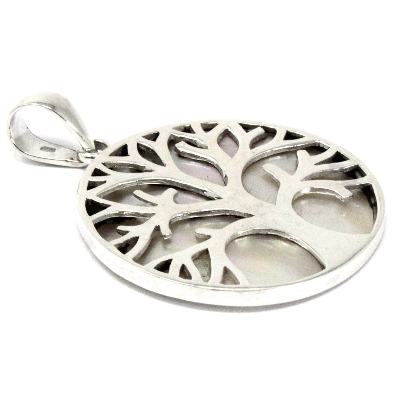 Tree of Life Silver Pendent 30mm - Mother of Pearl