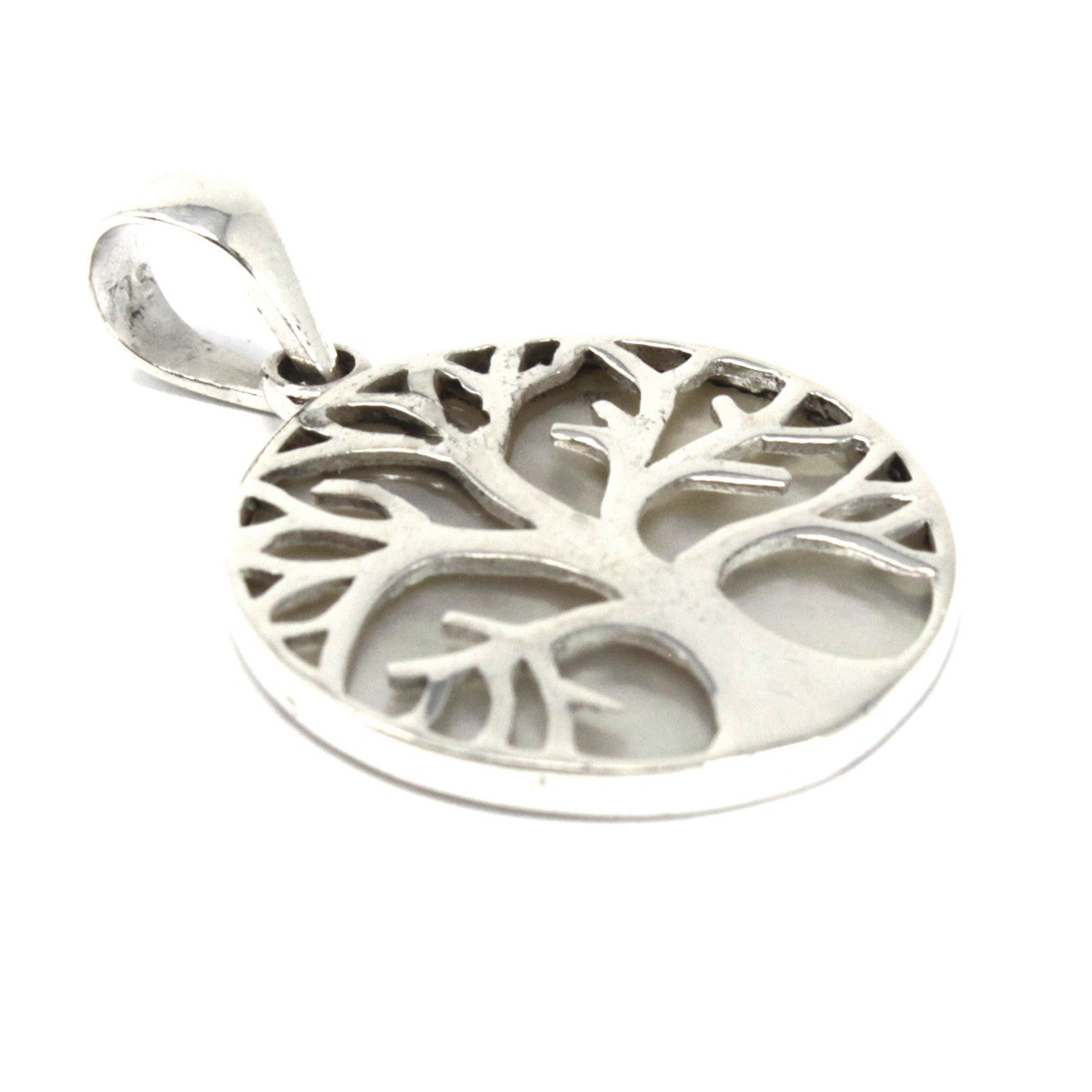 Tree of Life Silver Pendent 22mm - Mother of Pearl