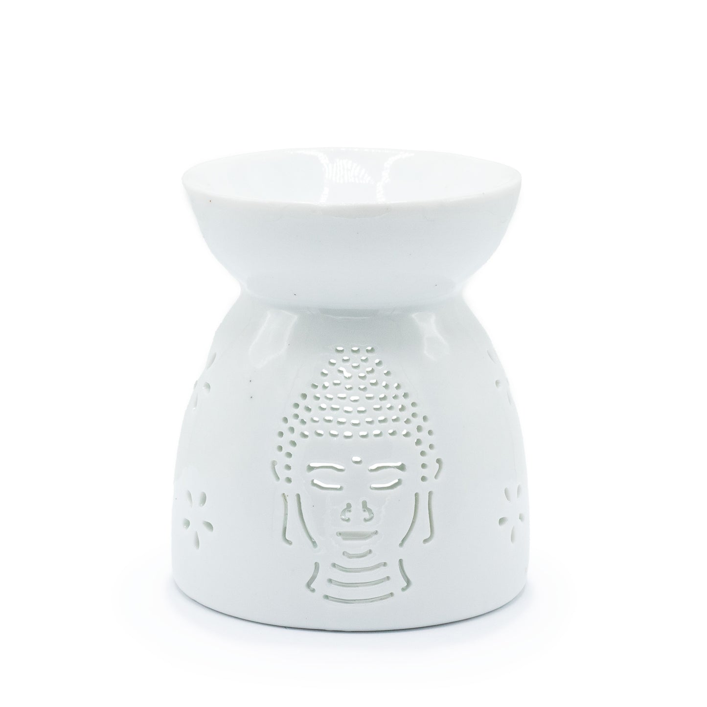 Oil Burner Buddha Cut Out- White