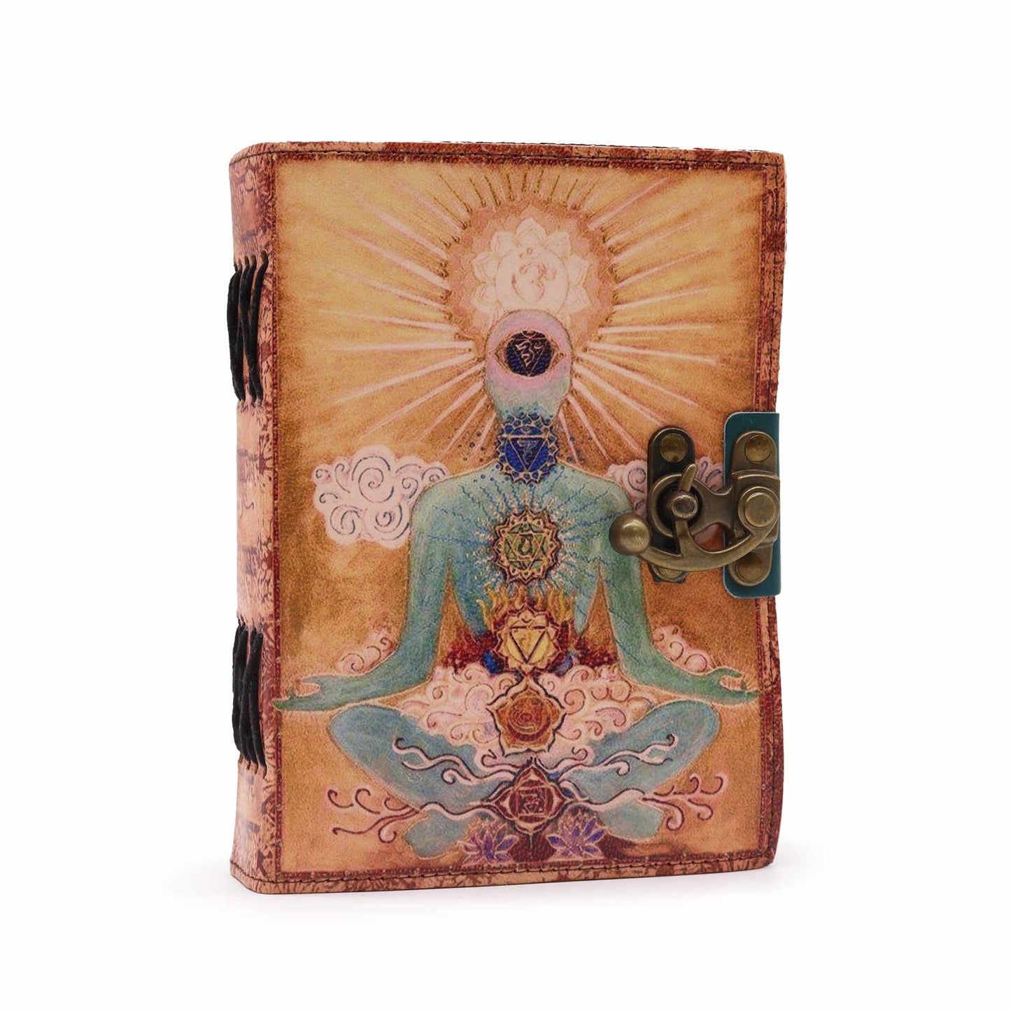 Leather "Buddha Seven Chakra" Deckle-edge Notebook (7x5")