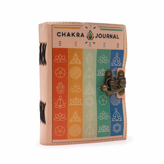 Leather Seven Chakra Colours Deckle-edge Notebook (7x5")