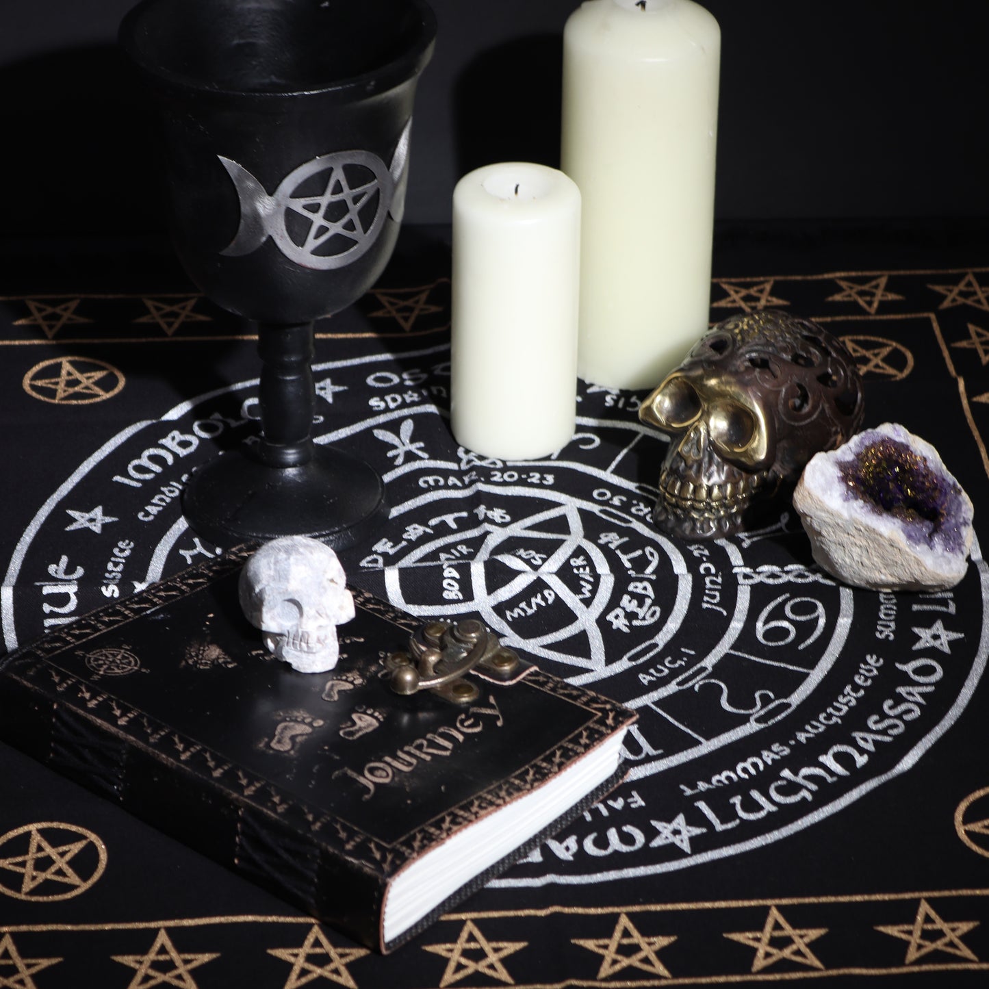 Esoteric Fringed Altar Cloth -  Life Death Rebirth