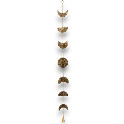 Indian Chimes - Brass Moon Phases Drop with Bell - 25cm