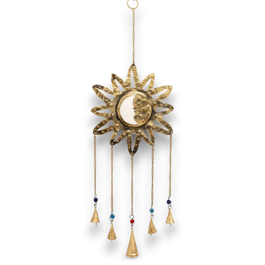 Indian Chimes - Sun Moon Sm Mirror 5 Bells - 12x65cm