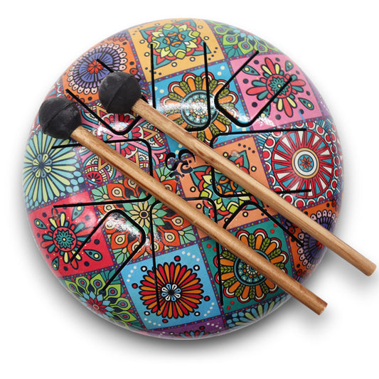 Med Steel Tongue Happy Drums  Multi Coloured - 17x13cm