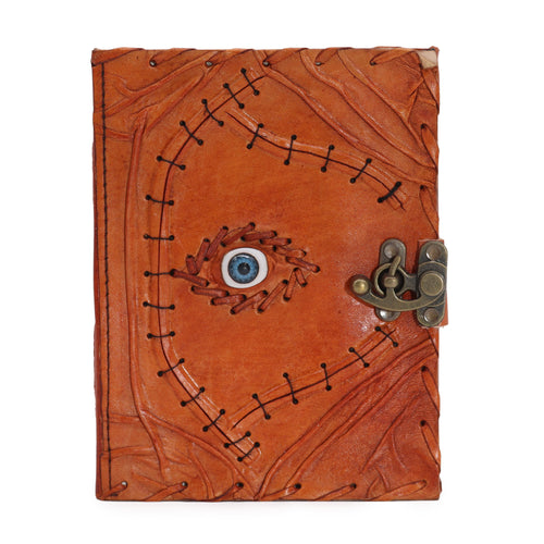 Light Brown Tan Book - Evil Eye Decor - 160 Deckle Edges Pages