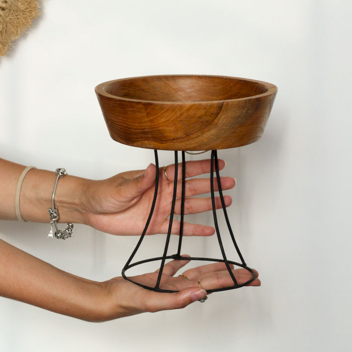 Set of 3 Elevated Teak Bowls