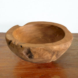 Large Natural Shape Teakwood Bowl - 25x7cm