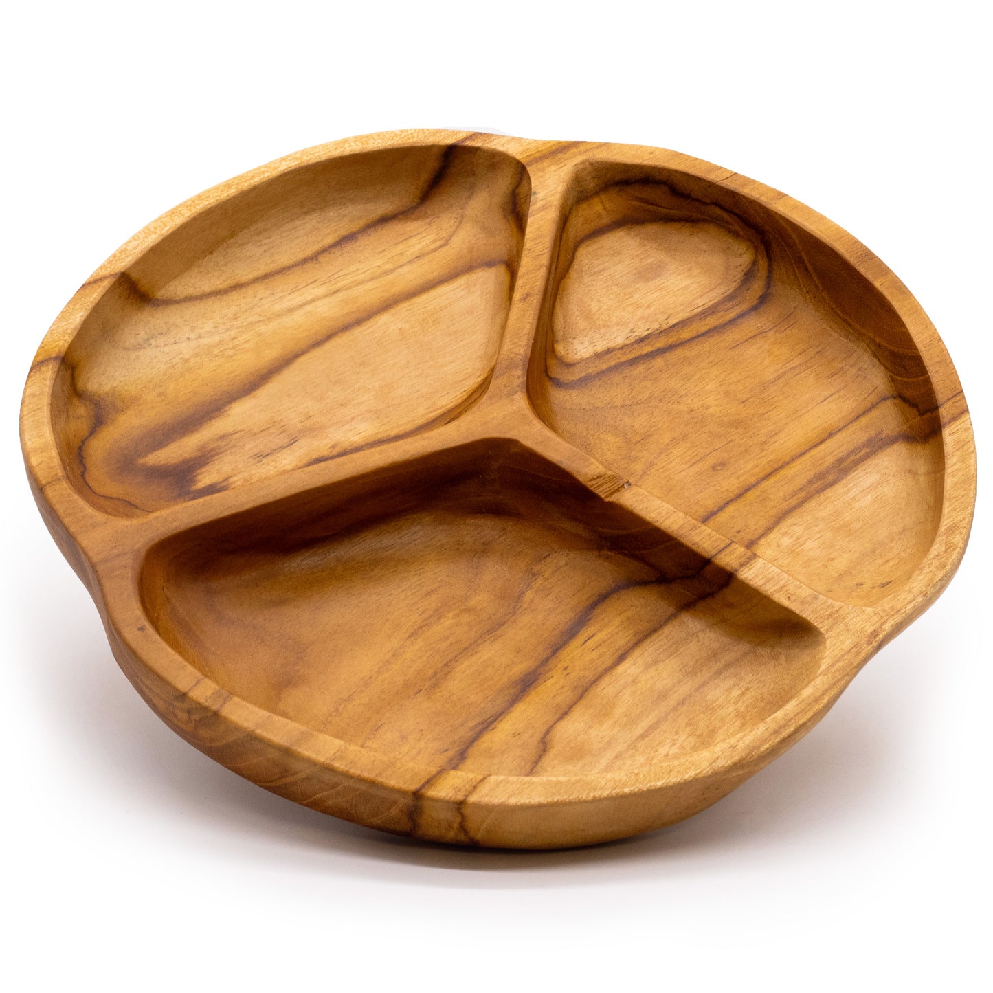 Smooth Teakwood Fruit Bowl Three Sections - 30x4cm