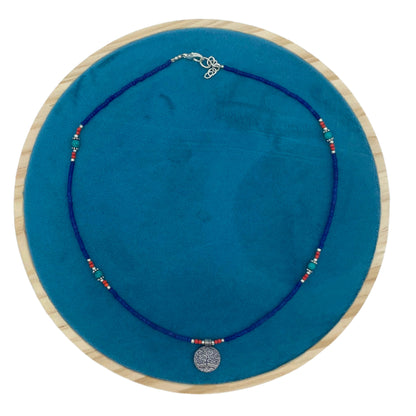 Nepalese Extra Fine Gem Necklace - Blue Onyx & Tree of Life