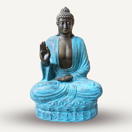 Large Turquoise & Stone Buddha Teaching on Lotus - 2m