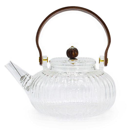 Glass Infuser Teapot - Clear Ribbed Pearl - 850ml