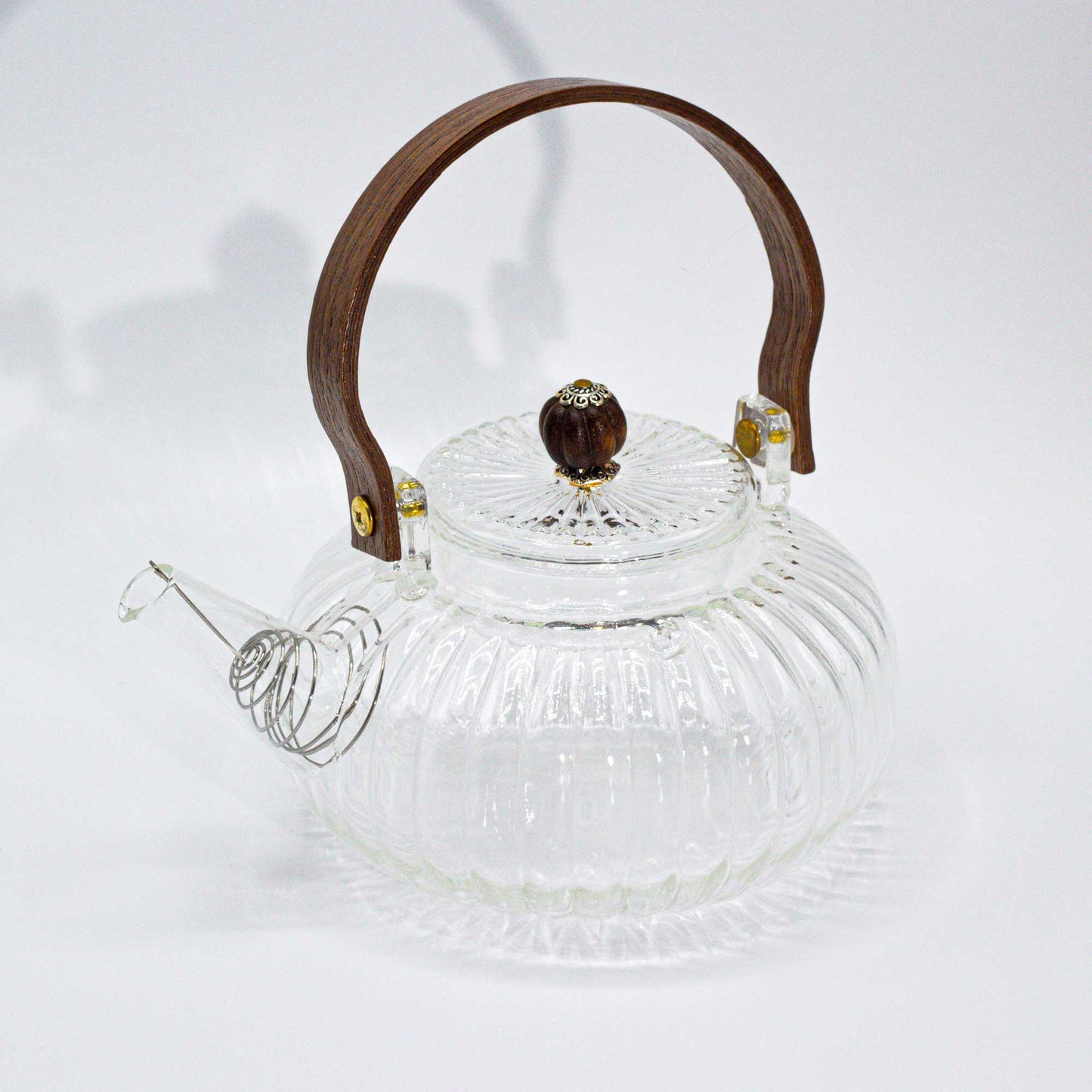 Glass Infuser Teapot - Clear Ribbed Pearl - 850ml