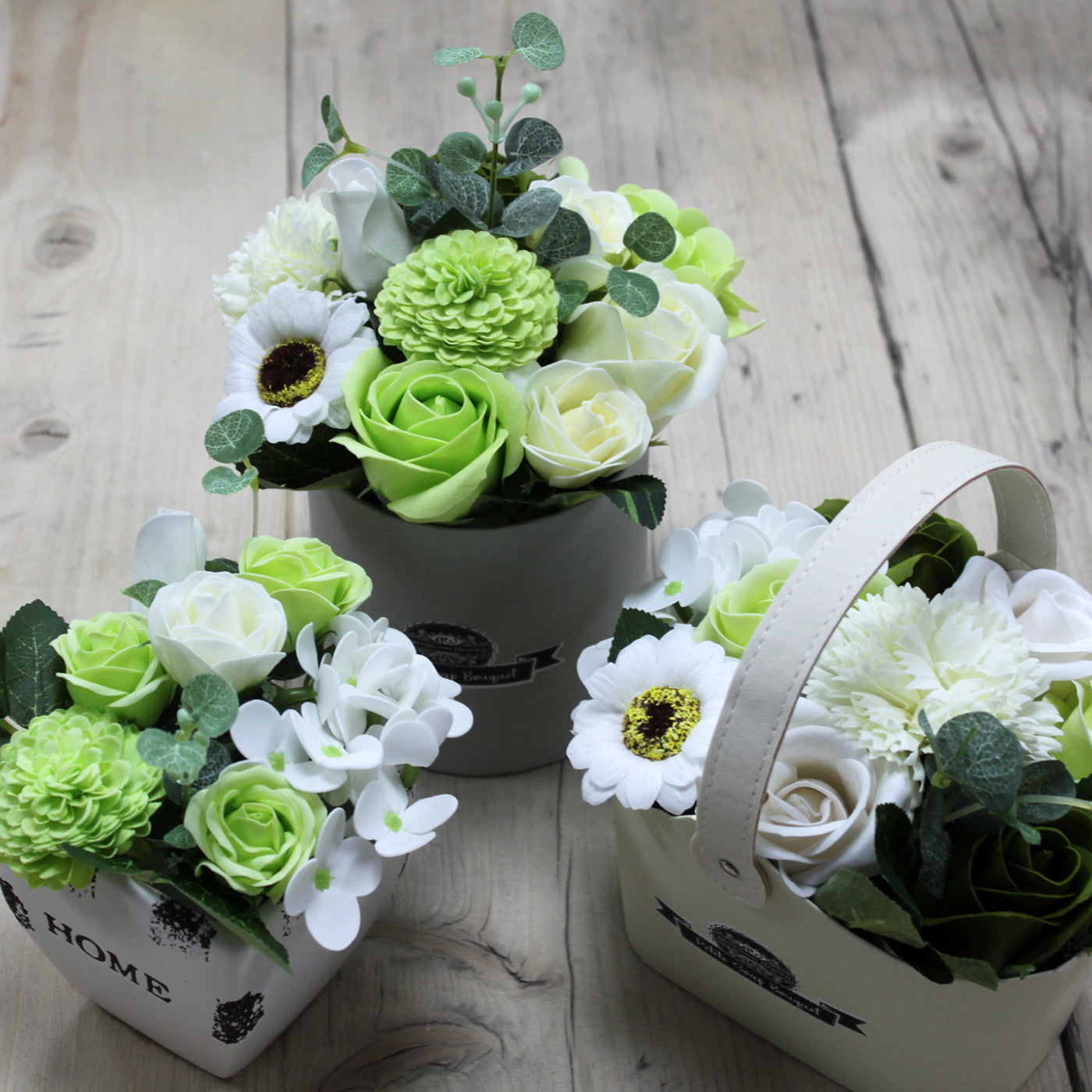 Soap Bouquet Petite Basket - Pastal Green