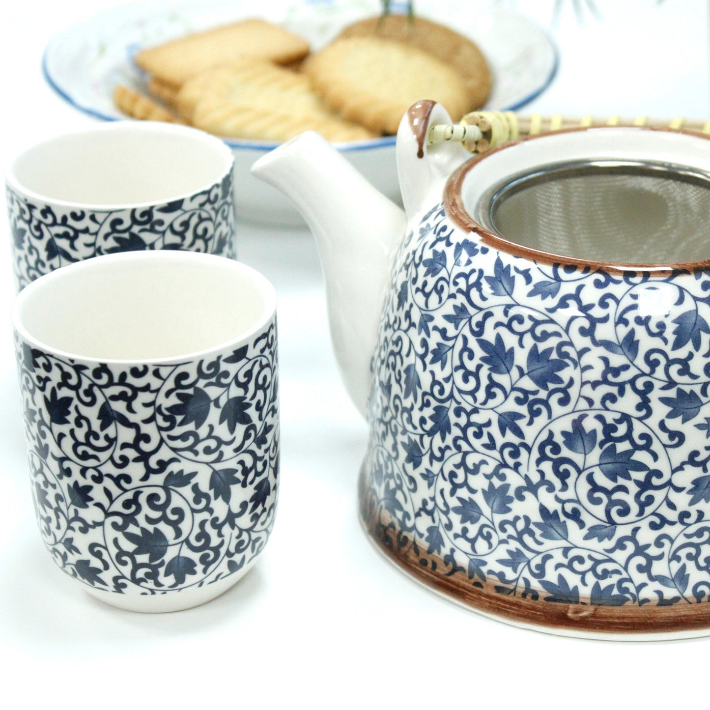 Herbal Teapot Set - Blue Pattern