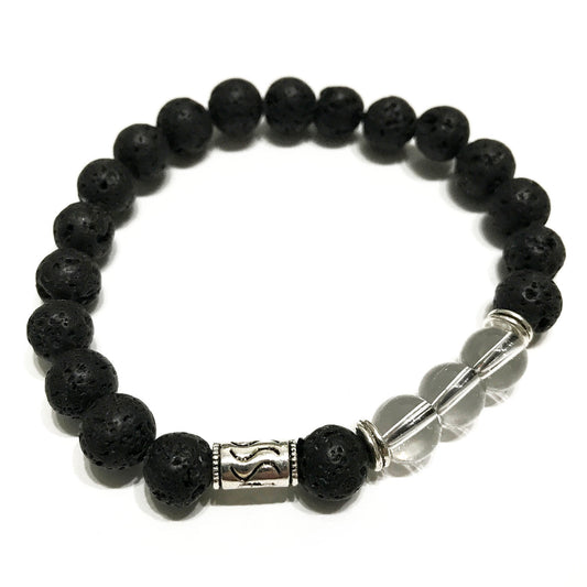 Lava Stone Bracelet - Tribal Clear Quartz