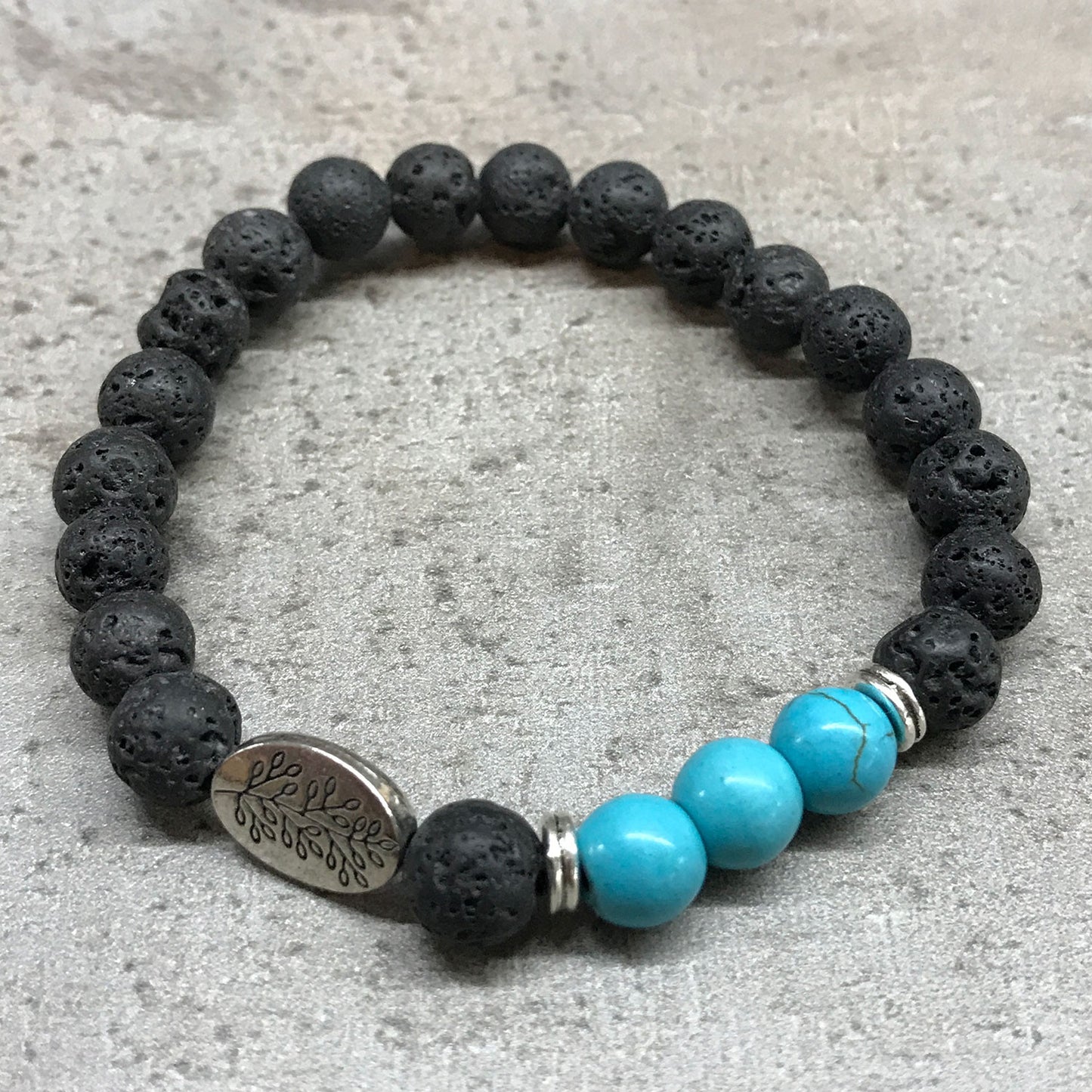 Lava Stone Bracelet - Leaf Turquoise