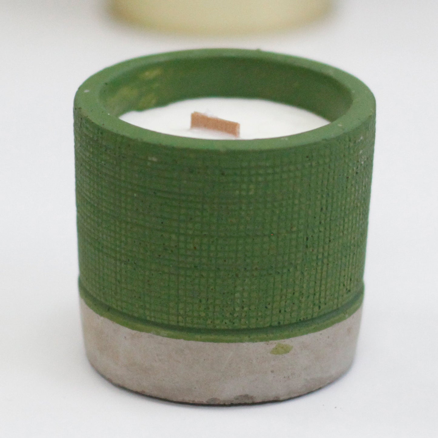 Pot Concrete Soy Woodwick Candle - Green - Sea Moss & Herbs