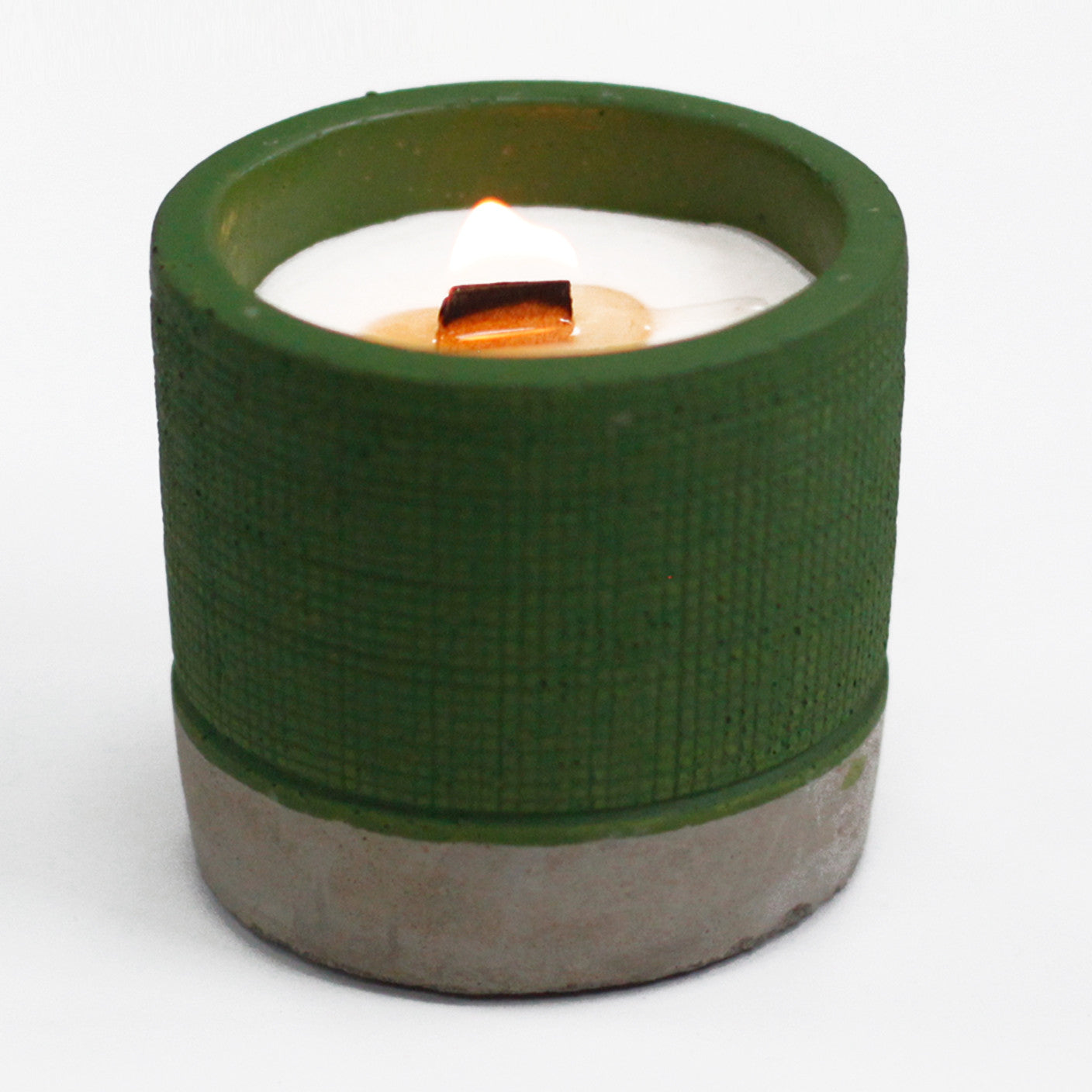 Pot Concrete Soy Woodwick Candle - Green - Sea Moss & Herbs