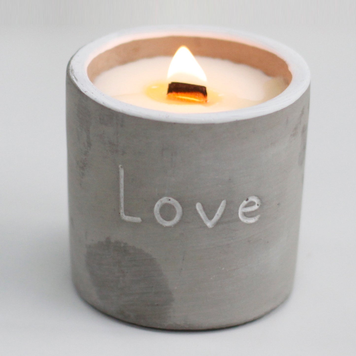 Medium Concrete Soy Woodwick Candle  - Love - Purple Fig & Casis