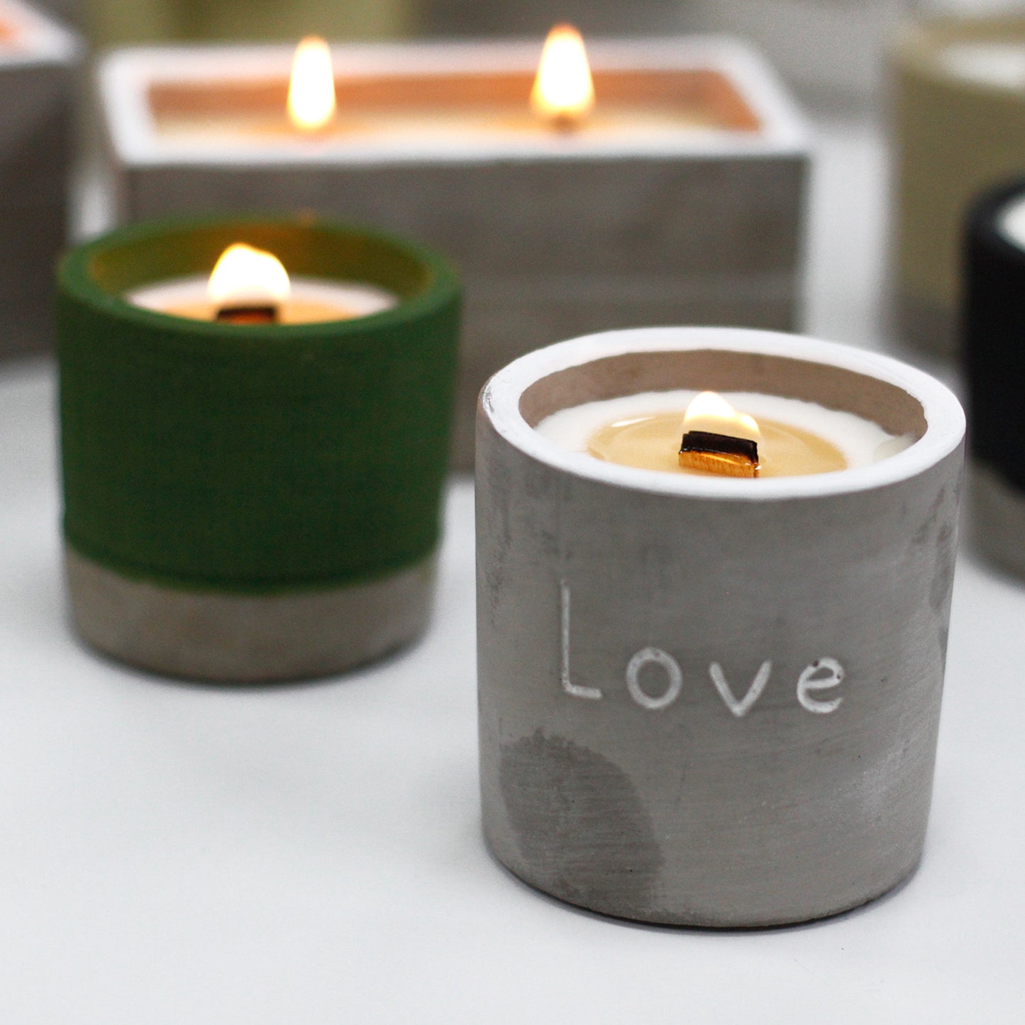 Medium Concrete Soy Woodwick Candle  - Love - Purple Fig & Casis