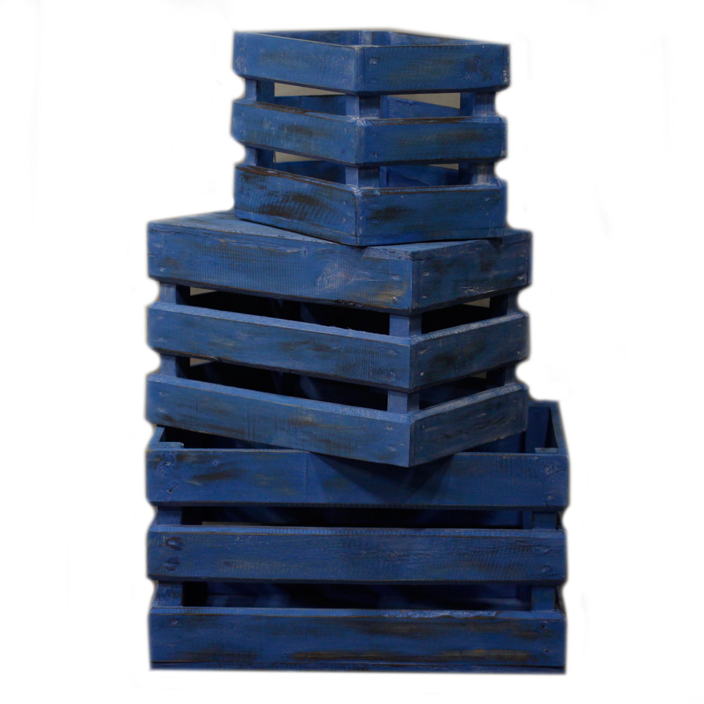 Set of 3 Storage/Display Boxes - Bluewash