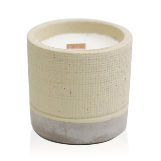 Pot Concrete Soy Woodwick Candle - Grey - Coffee in the Club