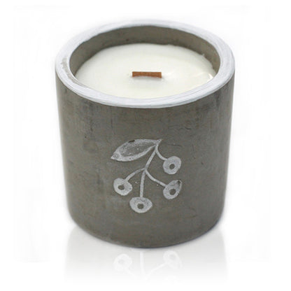 Medium Concrete Soy Woodwick Candle - Berrys - Juniper & Sweet Gin