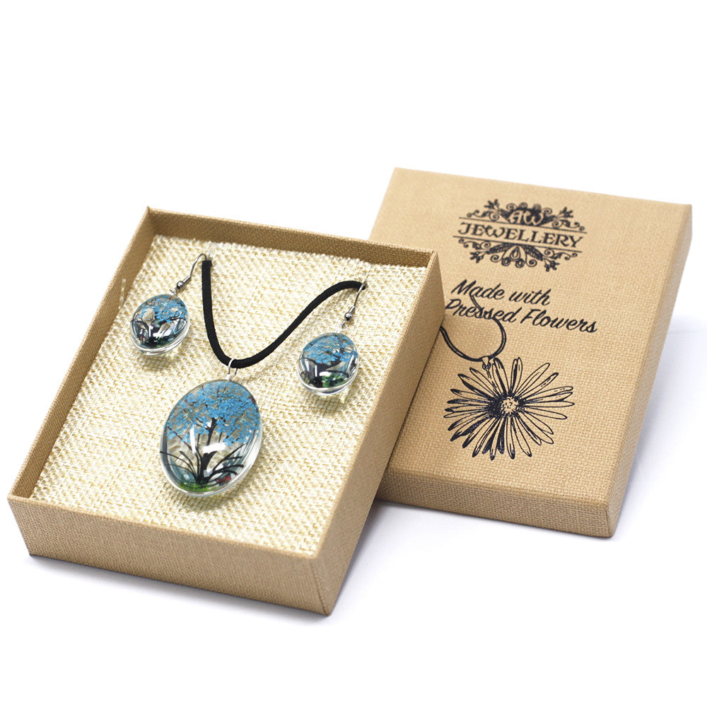 Pressed Flowers - Tree of Life set - Teal