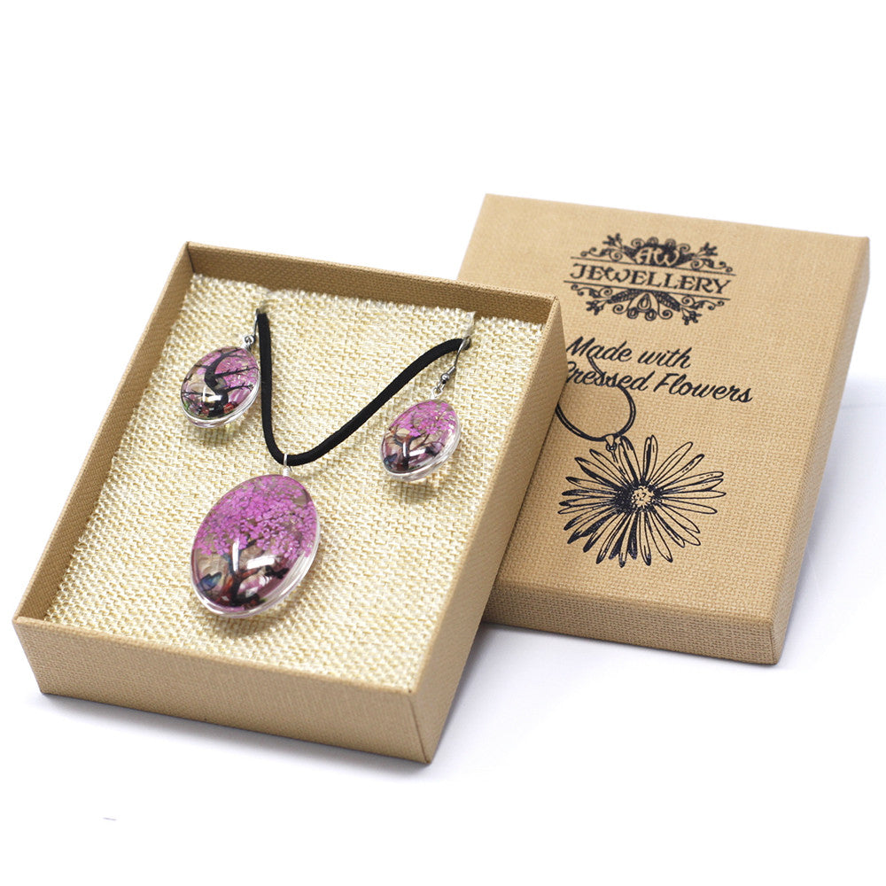 Pressed Flowers - Tree of Life set - Bright Pink