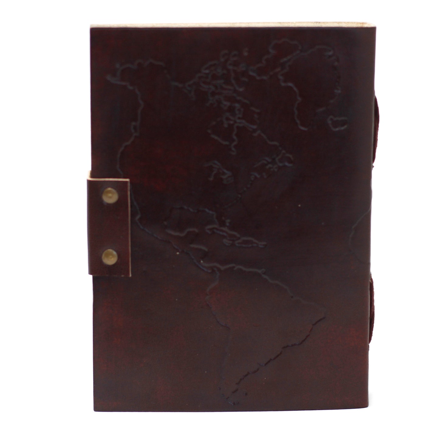 Leather World Map & Stitching Notebook (200 Pages)