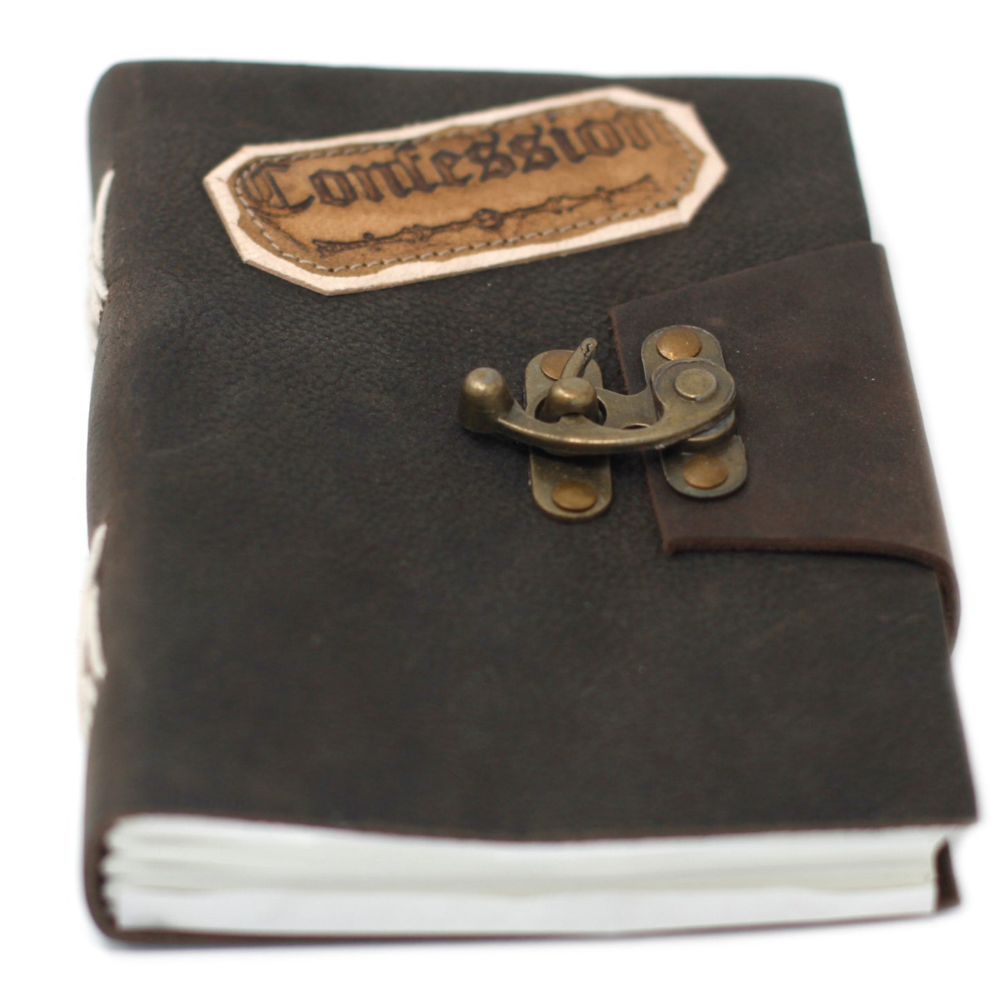 Leather Black Confessions with Lock Notebook (200 Pages)