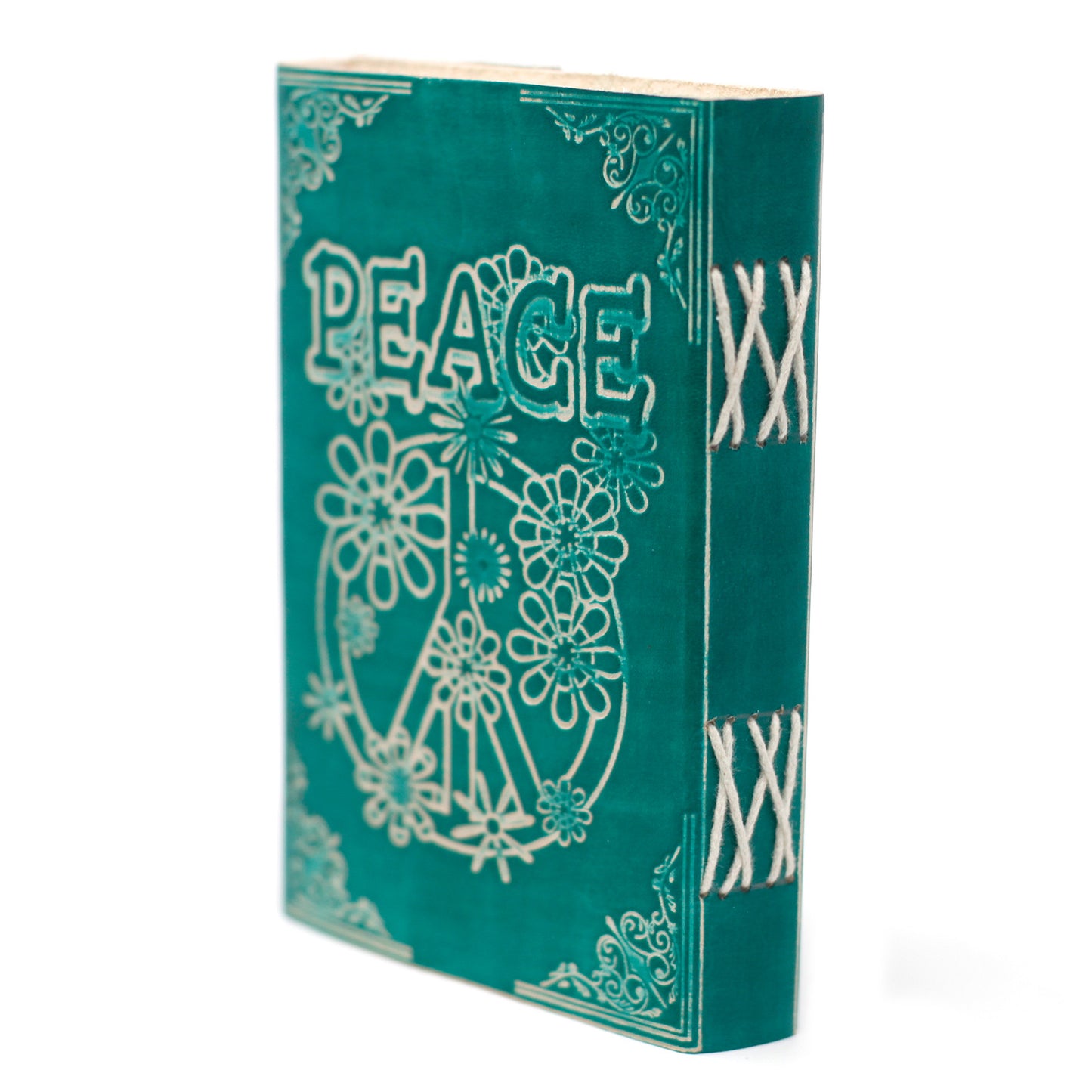 Leather Green Peace with Lock Notebook (200 Pages)