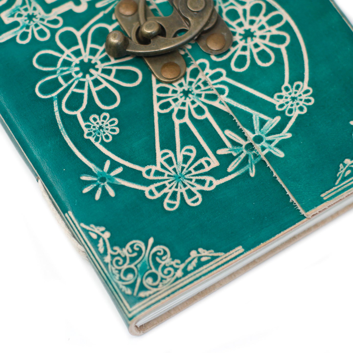 Leather Green Peace with Lock Notebook (200 Pages)