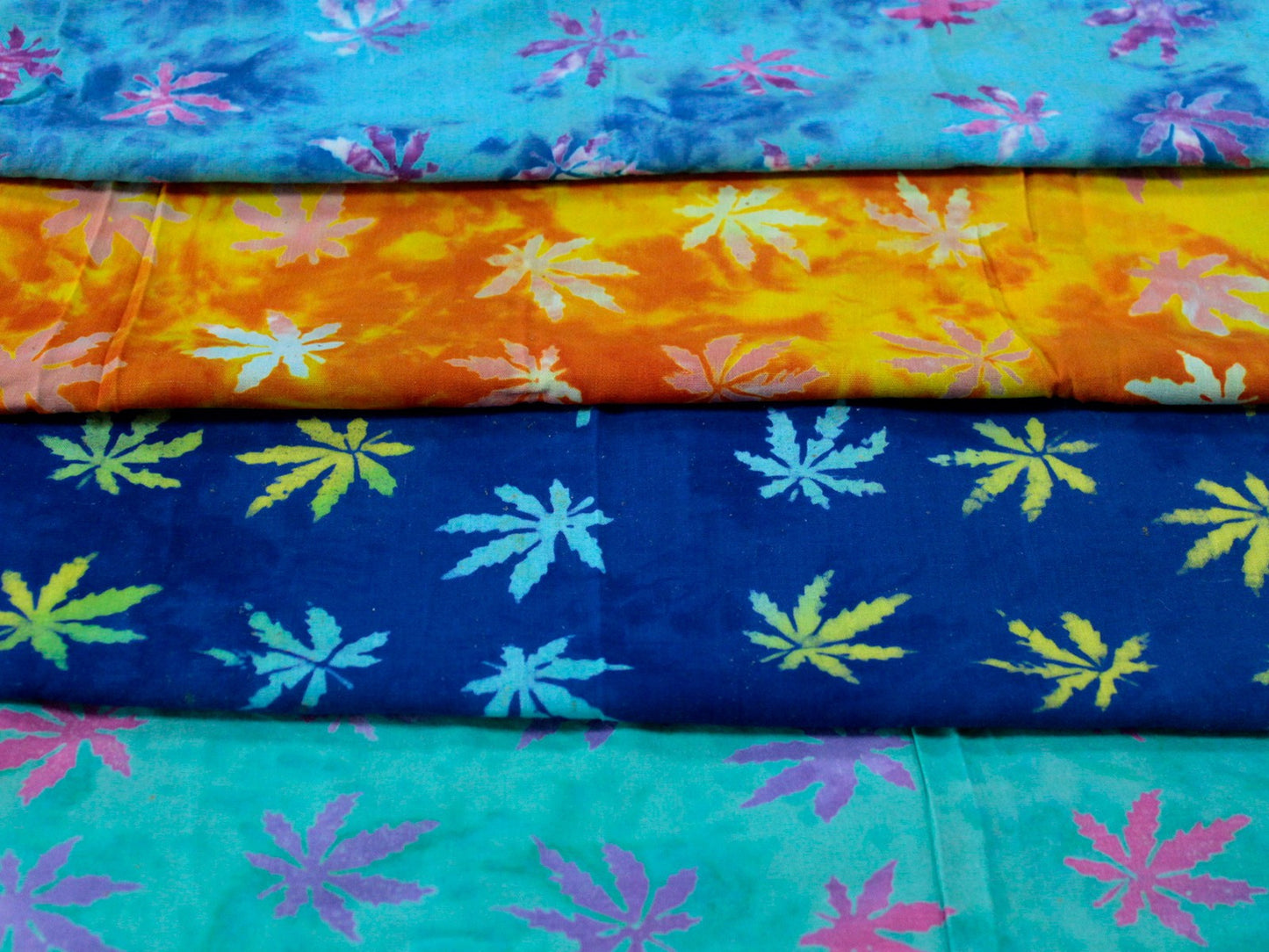 Bali Block Print Sarong - Tropical Leaves (4 Assorted Colours)