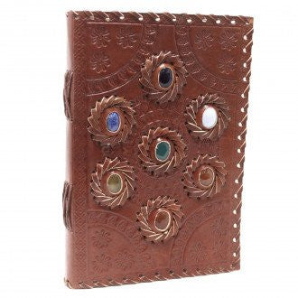 Leather Chakra Stone Notebook (200 Pages)