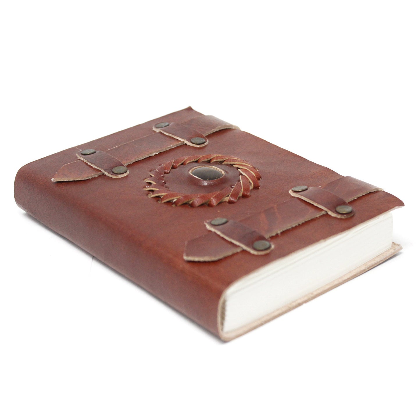 Leather Tigereye with Belts Notebook (200 Pages)