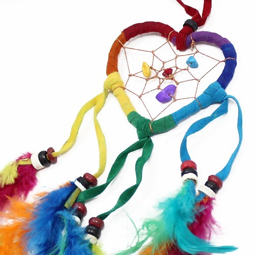 Bali Dreamcatcher - Small Heart - Rainbow