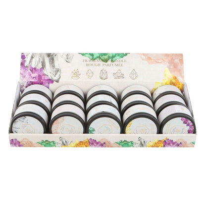 Fresh Linen Tin Candle with Clear Quartz Crystals - 8cm