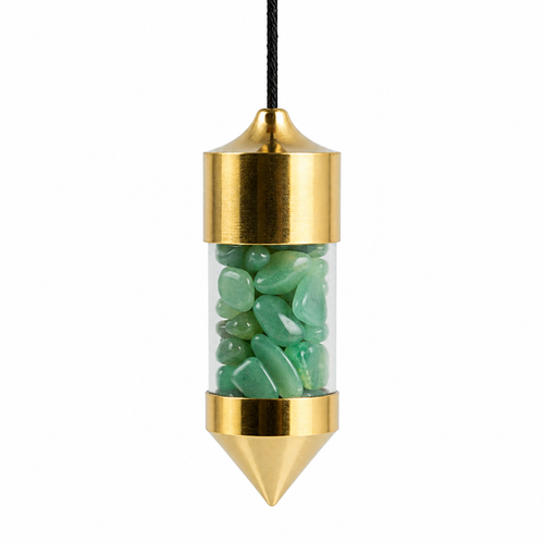 Aventurine Gemstone Capsule Pendulum (Gold)